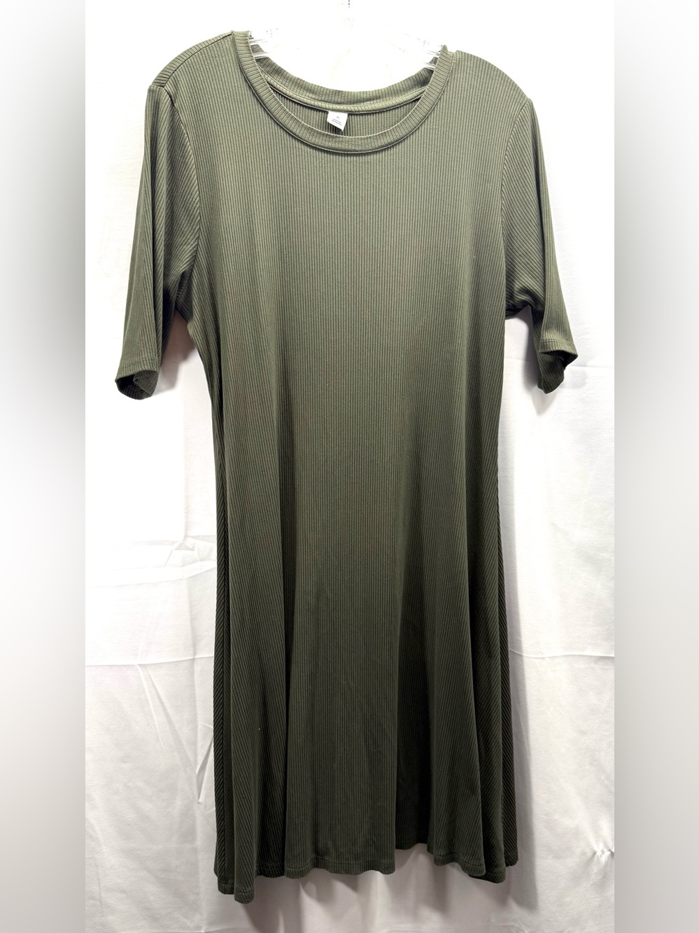 Old Navy Olive Green Ribbed Short-Sleeve Swing Dress Size XL